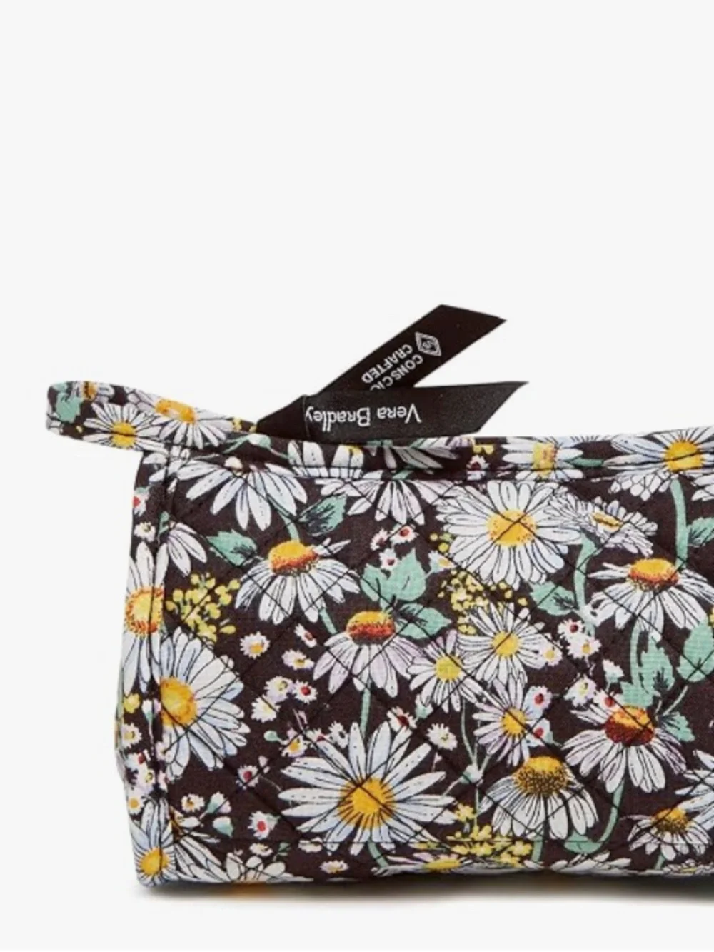 NWT Vera Bradley Trapeze Cosmetic Makeup Travel Bag Daisies Print